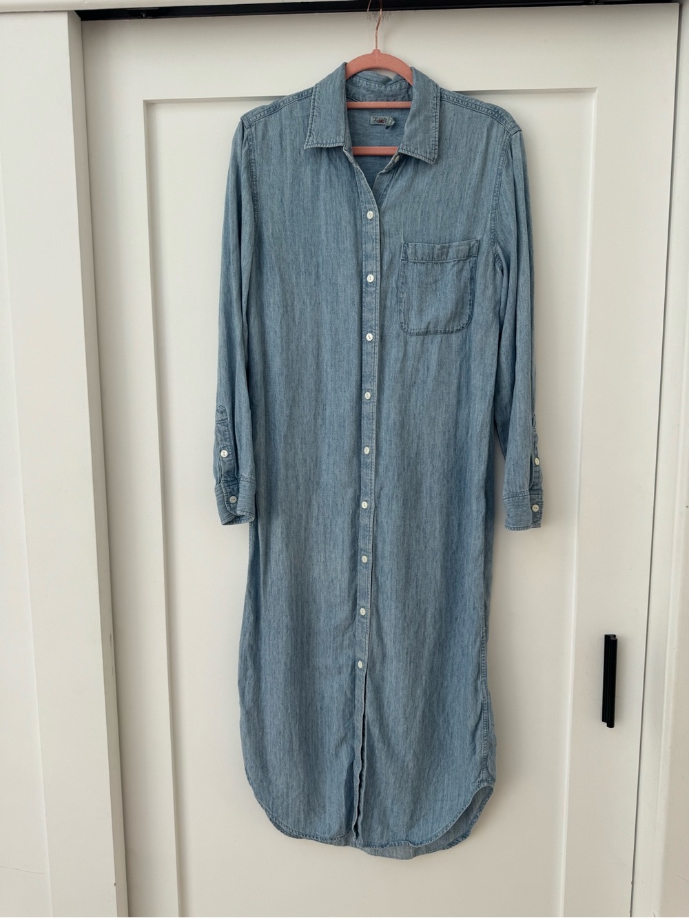 Faherty Light Blue Chambray Midi Shirt Dress